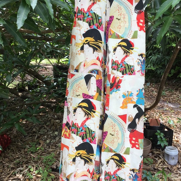 Chinese Pants in Mosaic Blue Printed Silk